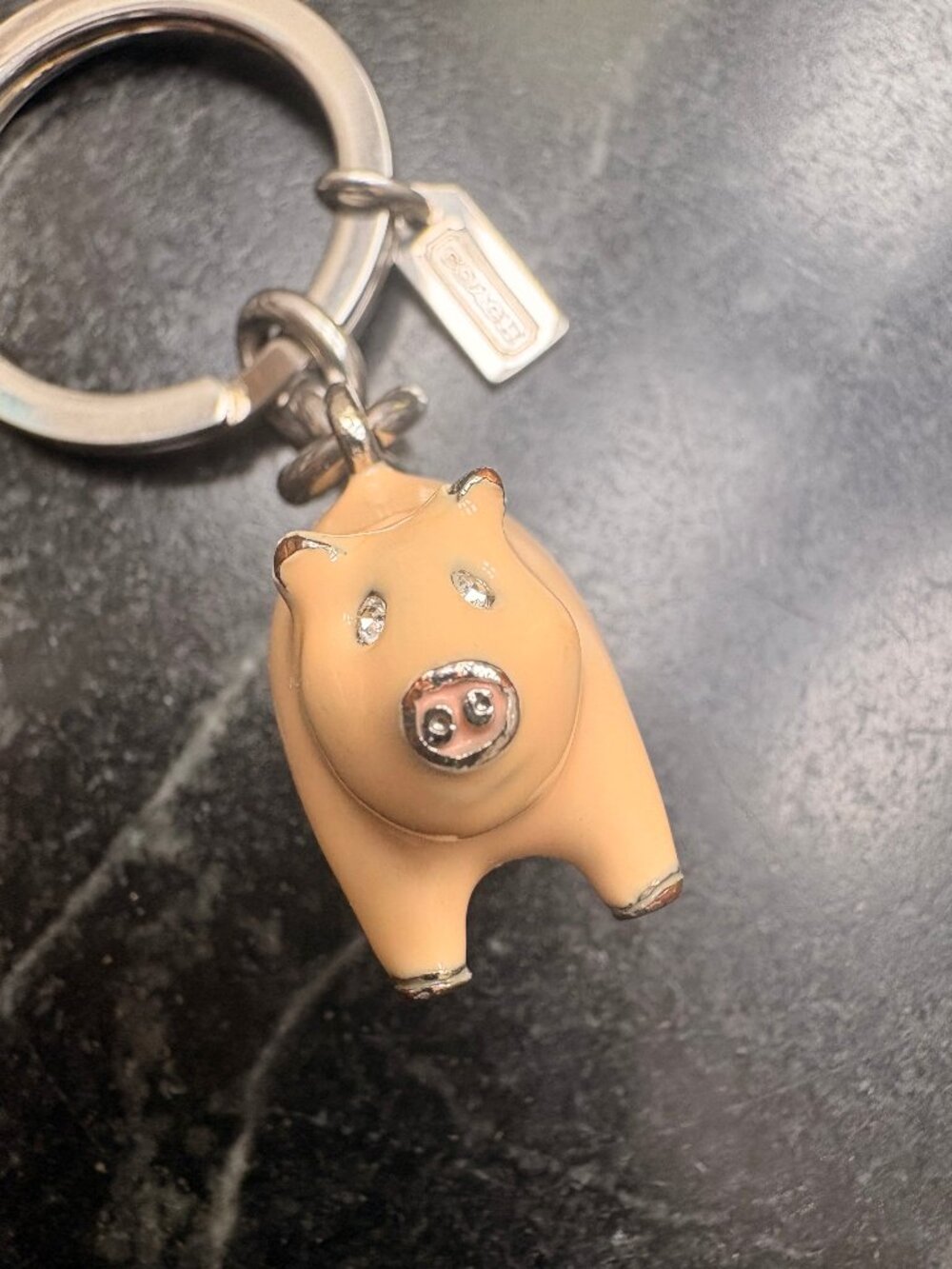 VINTAGE COACH ENAMEL/CRYSTAL PINK PIG BAG CHARM/KEYCHAIN/KEYFOB - RARE!